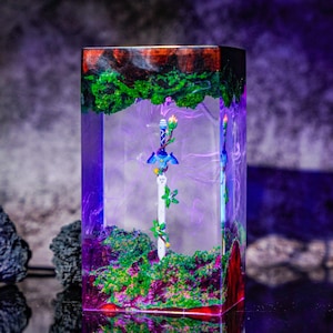 Le.gend of Zel.da Master Sword Lamp, Resin Sword in Stone Light, Fantasy Epoxy Night Light, Gamer Gift, Handmade Table Lamp, Gift for Gamers