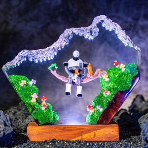 The Wild Robot Resin Lamp, Themed Decorative Night Light, Art Lamp for Kids Room, Handmade Gift, Touching Robot Scene, Gift for Children