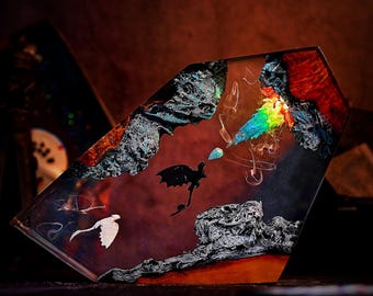 Toothless & Light Fury Resin Lamp, How to Train Your Dragon Lamp, Fantasy Night Light, Handmade Gift, Christmas Gift Idea, Dragon Gift