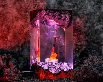 Luz de noche de hoguera Da.rk So.uls, lámpara de resina para descansar, decoración de fantasía, luz de jugador personalizada, regalo hecho a mano, regalo para jugador, regalo para novio