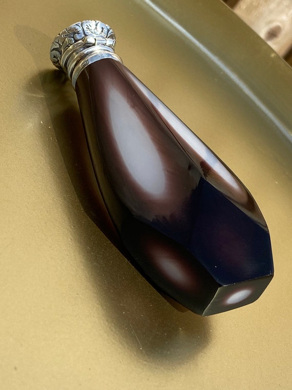 Stunning Silver Topped Aubergine And Milk White G… - image 8