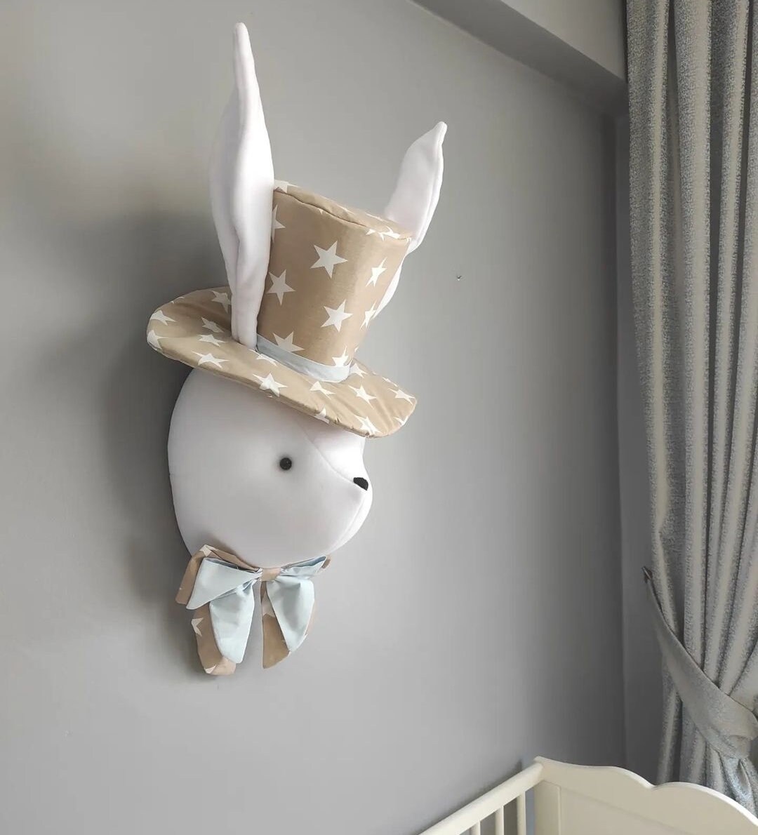 Rabbit in Hat Head Wall Decor Children's Room Wall Decor - Etsy
