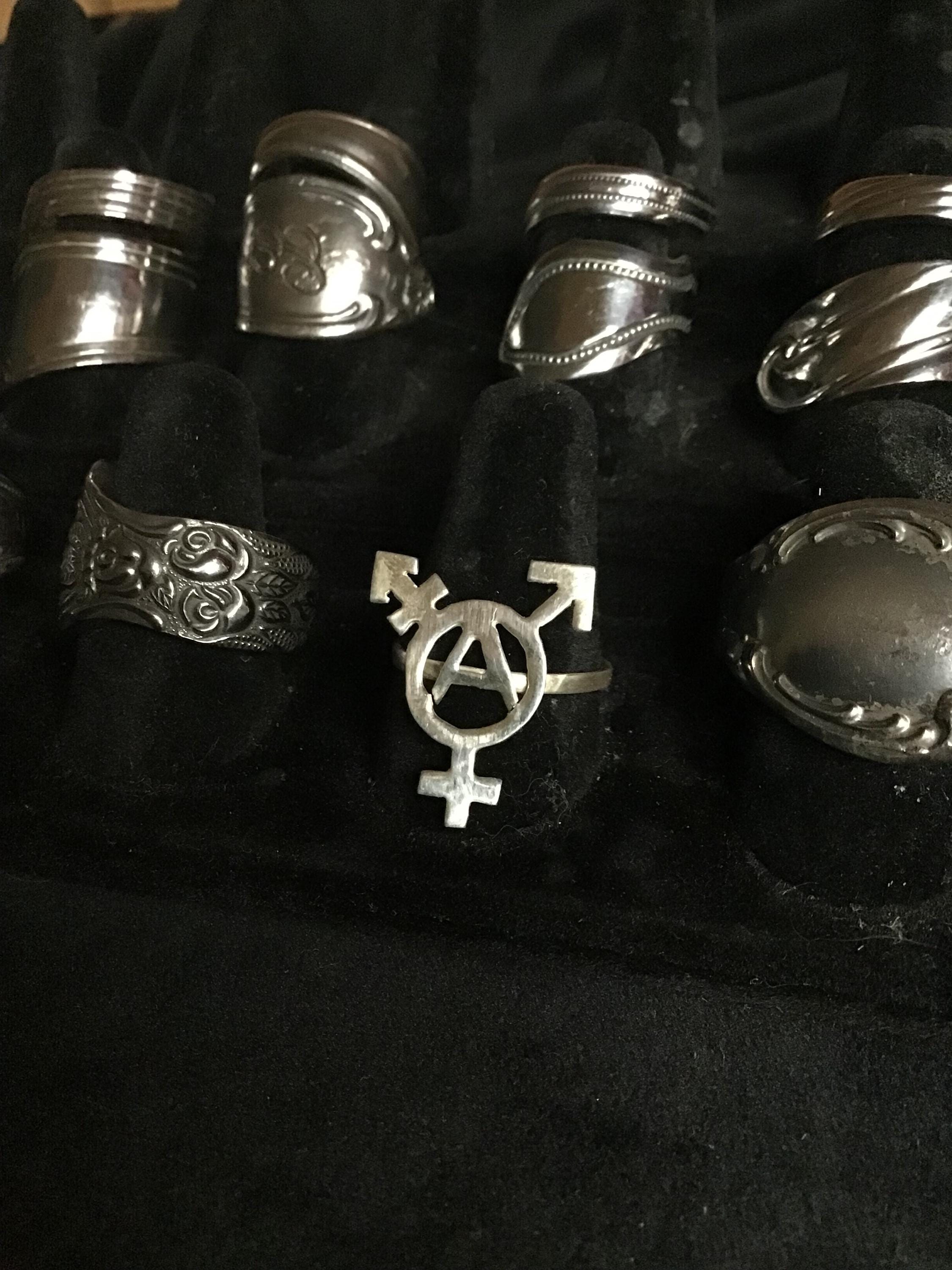 Trans Anarchy Sterling Silver Ring