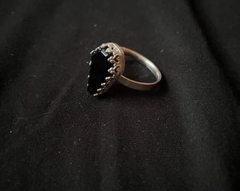 Onyx Coffin Ring Sterling Silver 925 Handmade