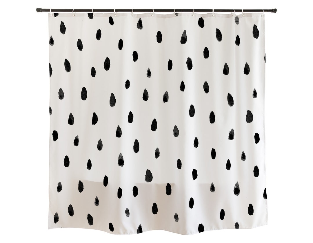 Cute Raindrop Shower Curtain Black White Fabric Shower Etsy UK