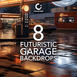 8 Boys &#39;N Toys Garage Backdrops, Digital, Hintergründe, Kinder, Overlays, Autos, Garage, Futuristisch, JPEG,