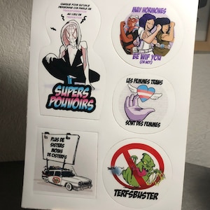 Planche  A5 avec 5 stickers blanc opaque