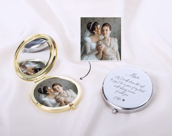 Specchio compatto personalizzato - Specchio tascabile personalizzato con foto, regali per la damigella d'onore, specchio compatto inciso, regali personalizzati per le donne
