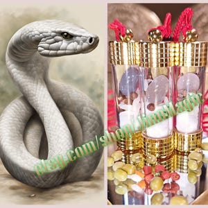 Mystical White King Cobra (Nagamani) Snake Pearl Takrut, Mustika Stone, Gambling, Protection, Money & Wealth Attraction, Rare Thai Amulet