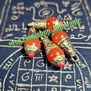Powerful Thai Magic Charm For Gambling, Money Attraction, Wealth, Abundance & Financial Prosperity, Unique Red Centipede Pearl Amulet