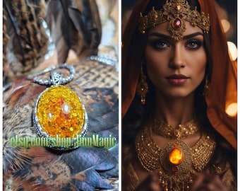 The Jinn Queen Layali Al-Zahra, Radiance, Beauty & Authority, Magical Pendant Amulet of Inner Light
