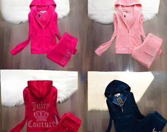 Survêtement Juicy Couture Y2K vintage | Survêtement en velours Y2K, tenues décontractées pour femme | Ensemble de survêtement Juicy Couture, vêtements d'hiver | Cadeau pour elle