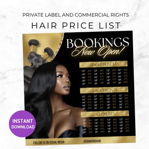 Hair Price List, Editable Price List Template, Beauty Service Pricing Guide, Hair Salon, Canva Design, DIY