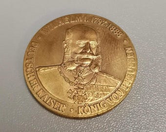 Prussian Medal 1888/1988 Replica - German History - Emperor Wilhelm I (1797-1888) - Year of the Three Emperors
