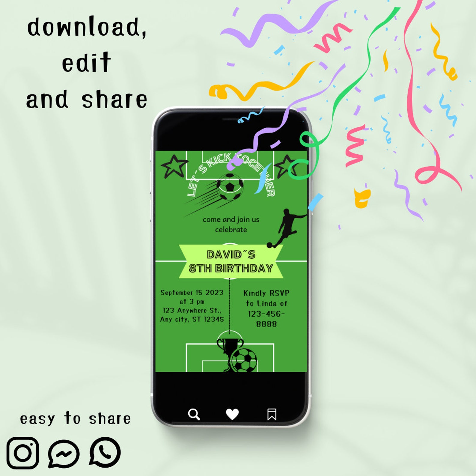 Editable Soccer Birthday Invitation Template Printable - Etsy