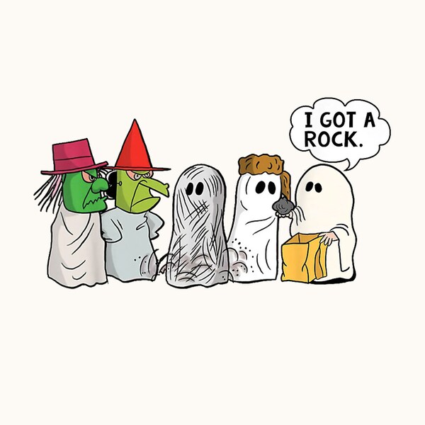 Funny Trick Or Treat Halloween Ghost Costume I Got A Rock Digital PNG