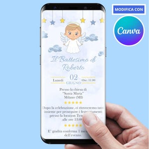 Invito battesimo digitale - invito - Invito azzurro - invito battesimo carosello - Invito angelo angioletto - invito whatsapp canva