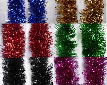 2M (6,5FT Tinsel Chunky Christmas Tree Decoration Home Xmas Garland 20 Colour UK