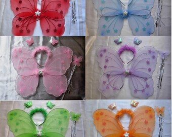 1 Large Butterfly Fairy Wings Wand Headband Fancy Dress Hen Night Party 47 X 40cm