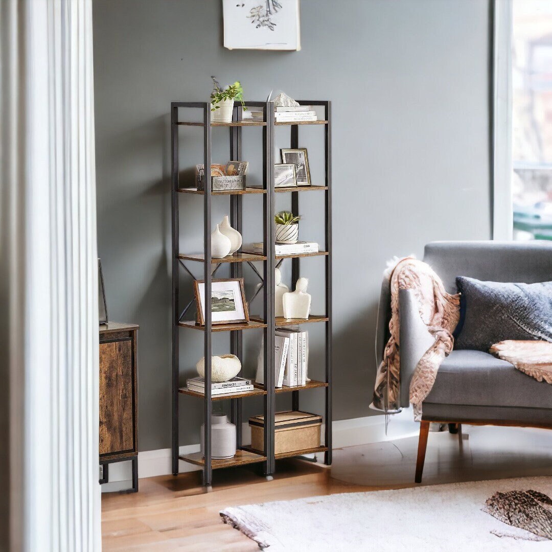 Industrial 6tier Narrow Bookshelf Tall Skinny Bookcase for Etsy