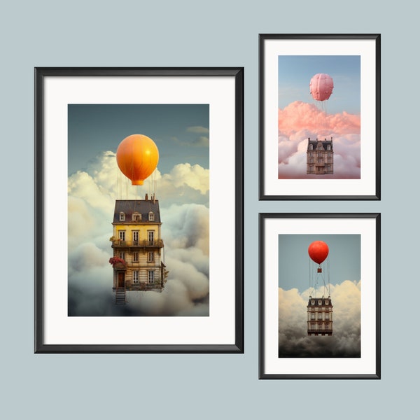 Sky Homes digital files, Surreal Photography, Floating Houses, Fantasy Homes, Architectural Fantasy, Skyline Homes, Home sweet home wall art