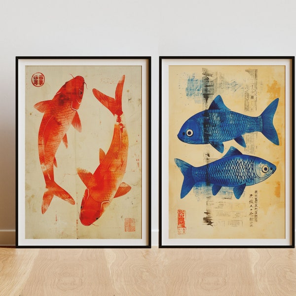 Japanese Art, Koi Fish Digital, Asian Inspiration, Koi Painting, Zen Decor, Japanese Design, Nature Inspired Art, Koi Illustration.