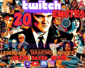 20 Animated Emotes Tarantino Movies Super Mega Pack | Twitch Funny Emotes | Discord Emotes for streamers and gamers | Bundle Pack | Emoções