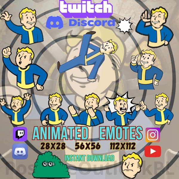 Fallout Animated Emotes | Twitch Emotes | Discord Emotes | Emotes for streamers and gamers | Special Emote | Memes | New Emotes | Vault Boy
