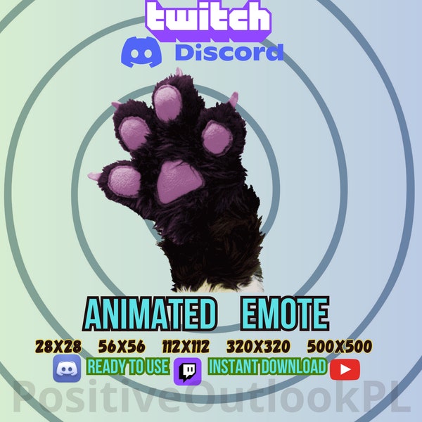 Animated Waving Paw Emote, YouTube Emote, Discord Emote, Twitch Emotes, Kitty Paw Emote, Funny Emotes, Pretty Emote, Streamers Emote