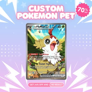 Carte personnalisée dresseur Pokémon, carte Pokémon personnalisée, cadeau personnalisé pour anniversaire, anniversaire de mariage, cadeau Pokémon, portrait d'animal de compagnie, pochette Pokémon TGC