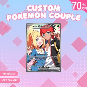Carte Pokémon personnalisée, cadeau Pokémon Saint-Valentin personnalisé, cadeau Pokémon, portrait d'animal de compagnie personnalisé, cadeau Saint-Valentin, commission de carte Pokémon