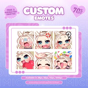 Emotes Twitch personnalisées, Emotes animées, Emotes Vtuber, Emotes Kick, Sub-emote, Emote anime, Emote animal de compagnie Youtube Facebook