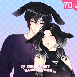 Custom Anime Portraits, Anime couple portrait, Anime commission,Gift for Anime fan, Gift Idea,Personalized Anime gift, Digital anime drawing