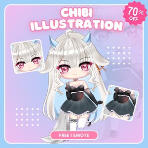 CUSTOM CHIBI CUTE, Original Character Anime, Chibi Twitch, Chibi Logo, Chibi Art, Cartoon Chibi, Chibi Emotes, Fanart, Custom Chibi Kawaii