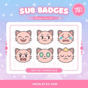 Cute Cat Emotions - twitch badges/ twitch emotes / custom twitch emotes / custom twitch badges / heart badges /channel points
