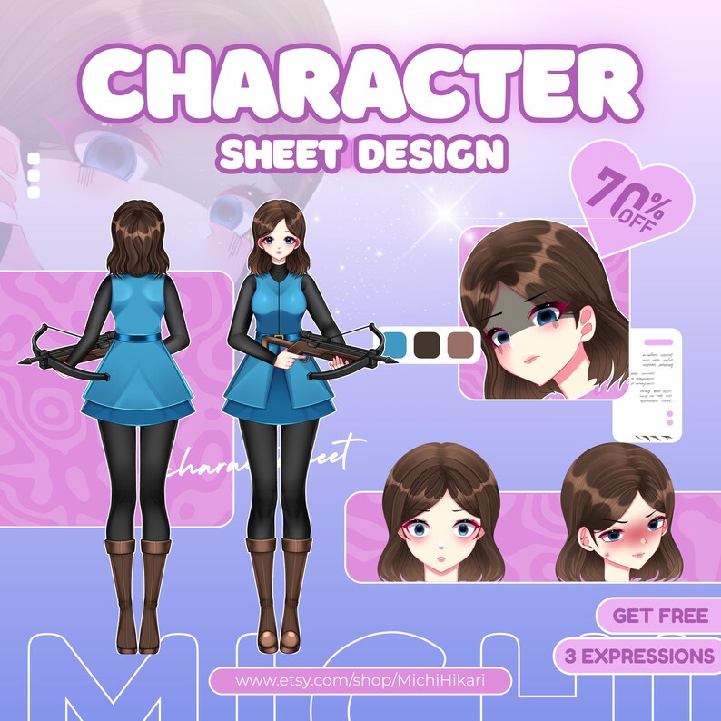 Custom Anime Character Reference Sheet: Hand-drawn Design - Etsy