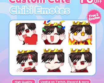 Custom Twitch Emotes for Streamer Discord, Facebook, Youtube, Kick | Cute Chibi Anime Style | Animated Emotes | Anime Emotes