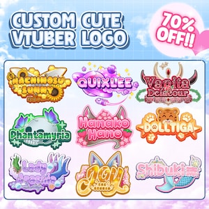 Custom Vtuber Logo Text | Cute Vtuber Logo | Chibi Vtuber Logo | Kawaii Logo Text | PNGTuber Logo | GIFTuber Logo | Custom Cute Vtuber Logo