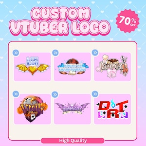 Logo VTuber animato Chibi personalizzato per il tuo VTuber, testo del logo animato, filigrana, streamer Twitch o Kick