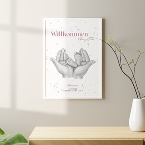 Geburtsposter Willkommen personalisiert | Geschenk Geburt Geburtstag Taufe Baby | Eltern Mama Papa | kleines Wunder |  Babyparty