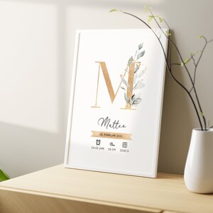 Personalisiertes Geburtsposter mit Namen | Geschenk Geburt Geburtstag Taufe Baby | Eltern Mama Papa | Wunder |  Babyshower Babyparty | Gold