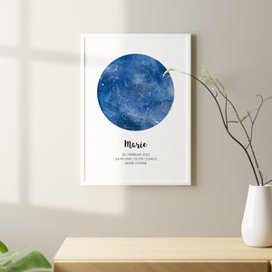 Personalisierter Sternenhimmel | Poster Geschenk Geburt Geburtstag Taufe Baby | Sternenkarte Liebe | kleines Wunder |  Babyshower Babyparty