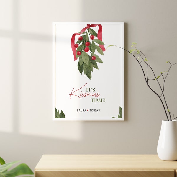 Weihnachtsposter Liebe personalisiert | Geschenk Weihnachten Adventskalender Weihnachtsdeko | It's Kissmas time! |  Poster