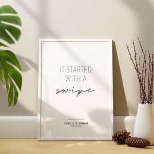 it started with a swipe Partnerposter personalisiert | Namen Datum | Liebe Hochzeit Jahrestag Valentinstag Verlobung Tinder | Geschenk