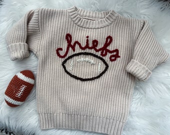 NFL chiefs or custom football hand-embroidered sweater