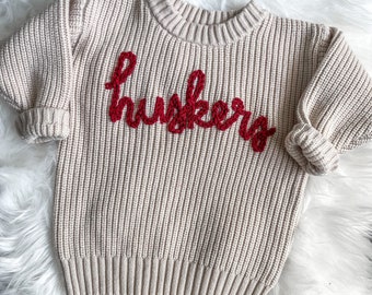 Nebraska Huskers hand-embroidered sweater