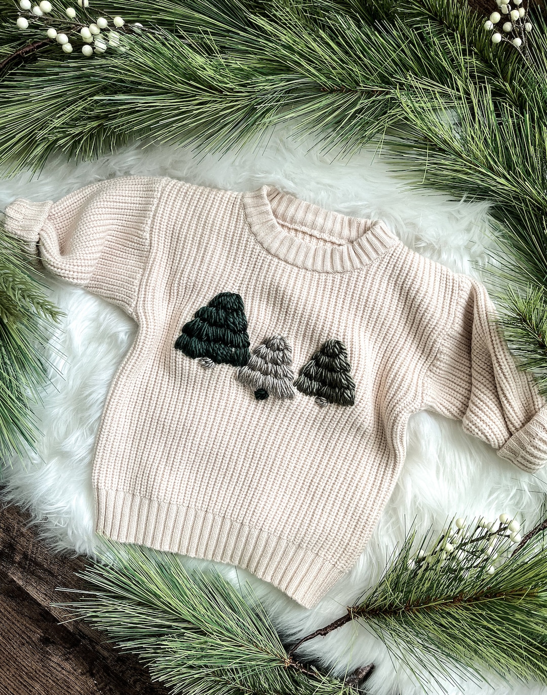 Christmas Tree Infant and Toddler Hand-embroidered Sweater - Etsy