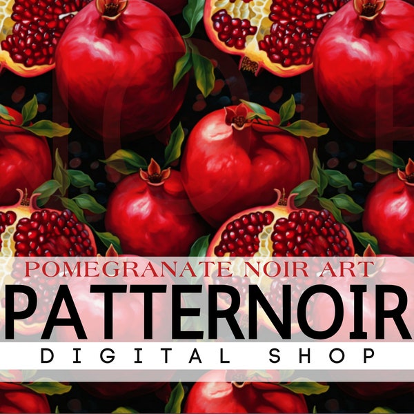 Pomegranate Art Seamless Digital Papers | Fruit Seamless Backgrounds Clipart Scrapbooking Wallpaper Sublimation  | Commercial Use  Art