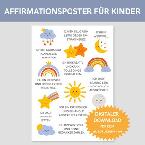 Cartel de afirmación para niños para imprimir en PDF, A4. Póster habitación infantil. Afirmaciones para niños. Cartel alentador. Creencias positivas.