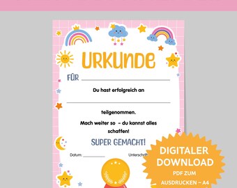 Certificate for children. Certificate for children. Certificate as a souvenir for children. Participation certificate. Certificate for daycare. Participant certificate.